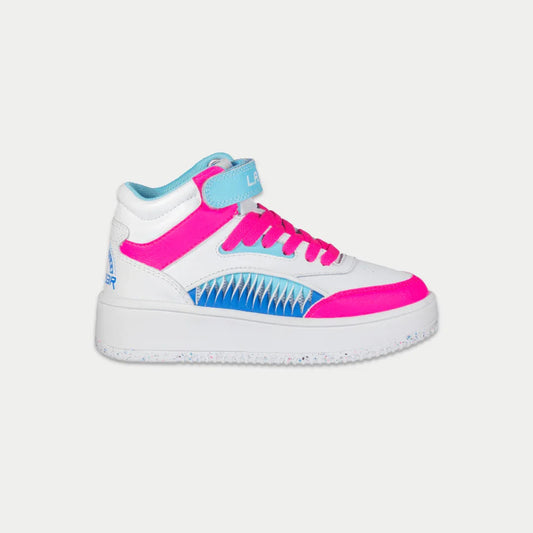 LA Gear Kids Flame Hightop | Bianco x Rosa x Blu