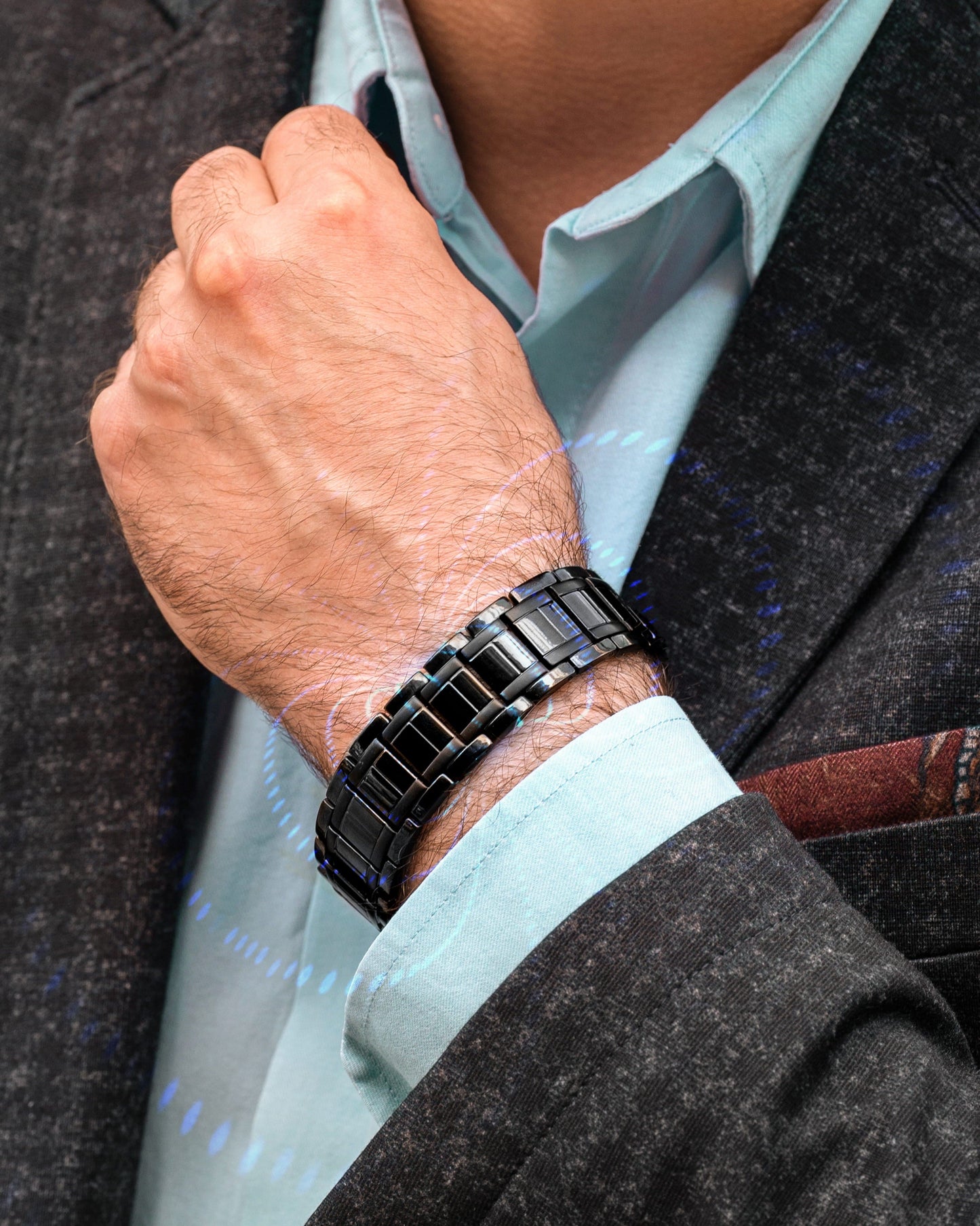 Bracciale Magnetico in Titanio a Tripla Forza da Uomo (Nero)