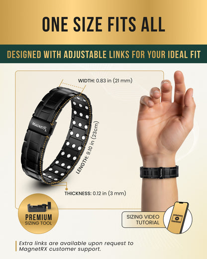 Bracciale Magnetico in Titanio a Tripla Forza da Uomo (Nero)