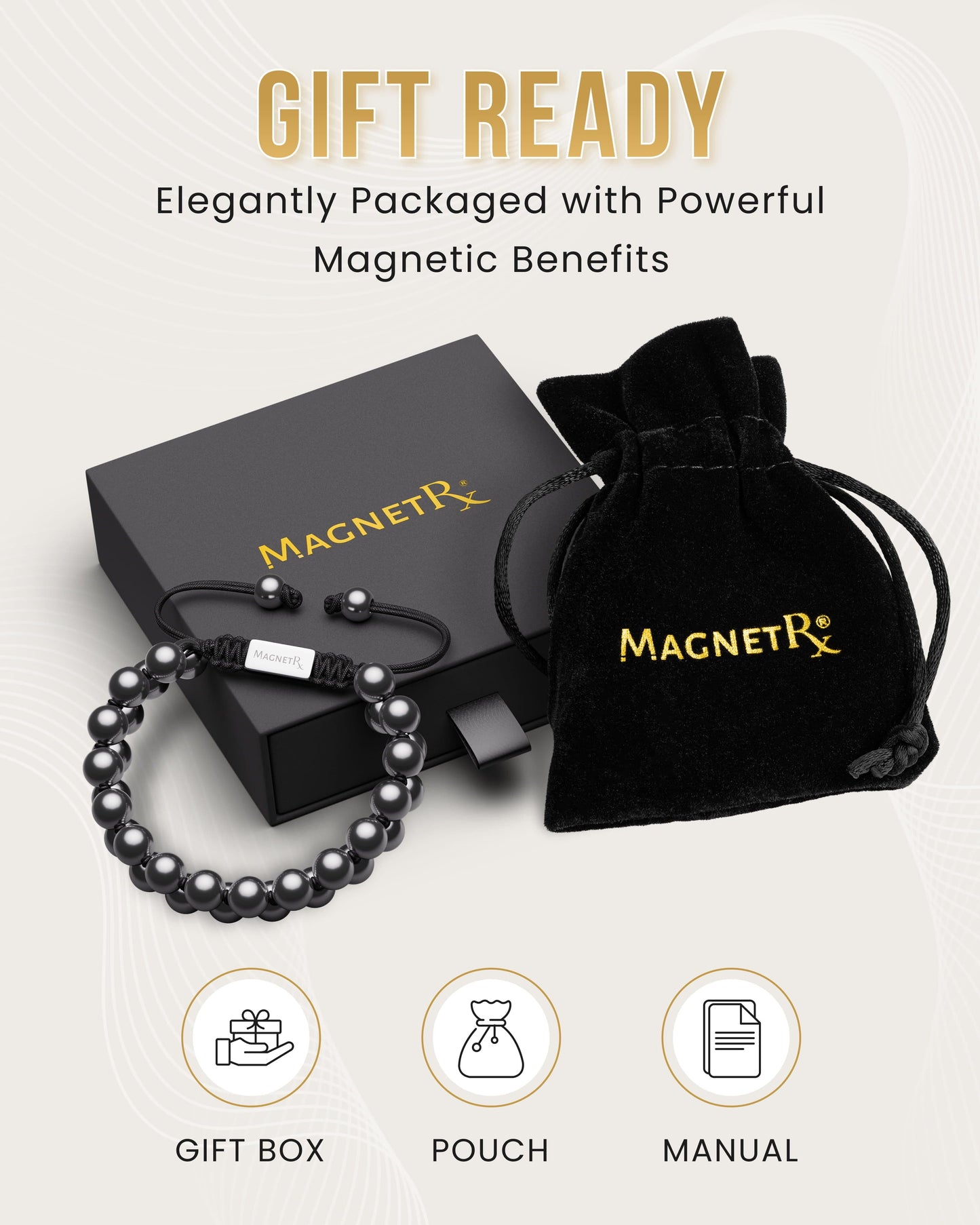 Bracciale doppio giro in ematite magnetica ad alta potenza