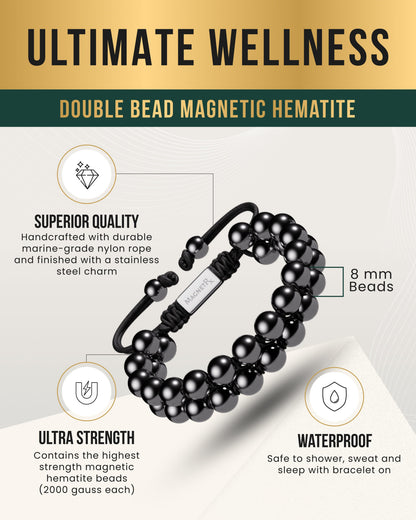 Bracciale doppio giro in ematite magnetica ad alta potenza