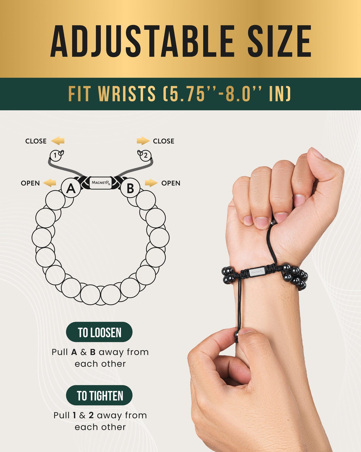 Bracciale doppio giro in ematite magnetica ad alta potenza