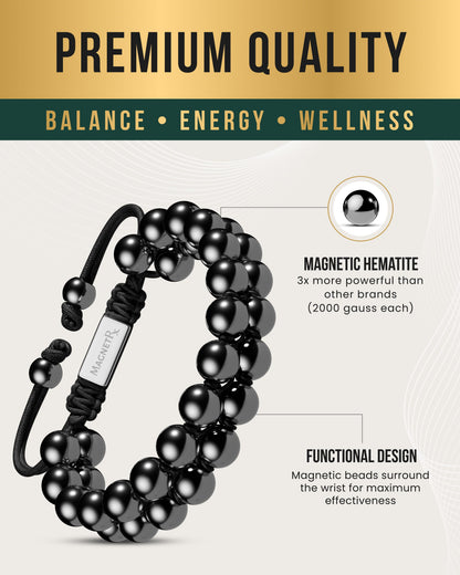 Bracciale doppio giro in ematite magnetica ad alta potenza