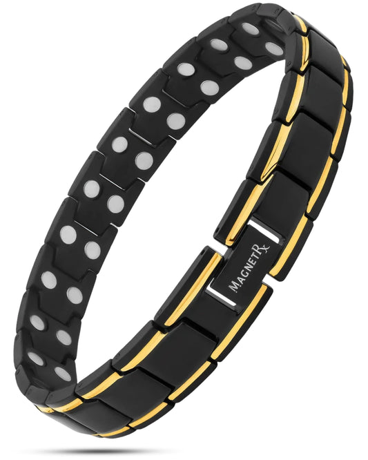Braccialetto Magnetico Terapia Ultra Resistente Nero e Oro