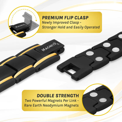 Braccialetto Magnetico Terapia Ultra Resistente Nero e Oro