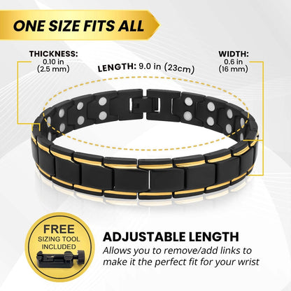 Braccialetto Magnetico Terapia Ultra Resistente Nero e Oro