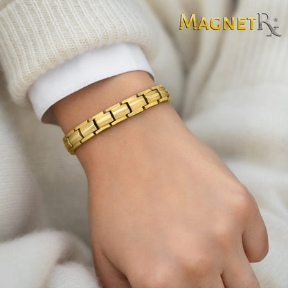 Bracciale da donna ultra resistente magnetico in titanio color oro