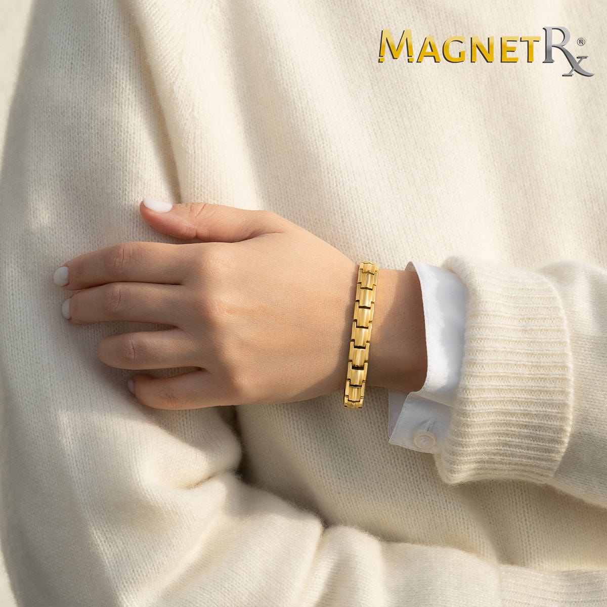 Bracciale da donna ultra resistente magnetico in titanio color oro