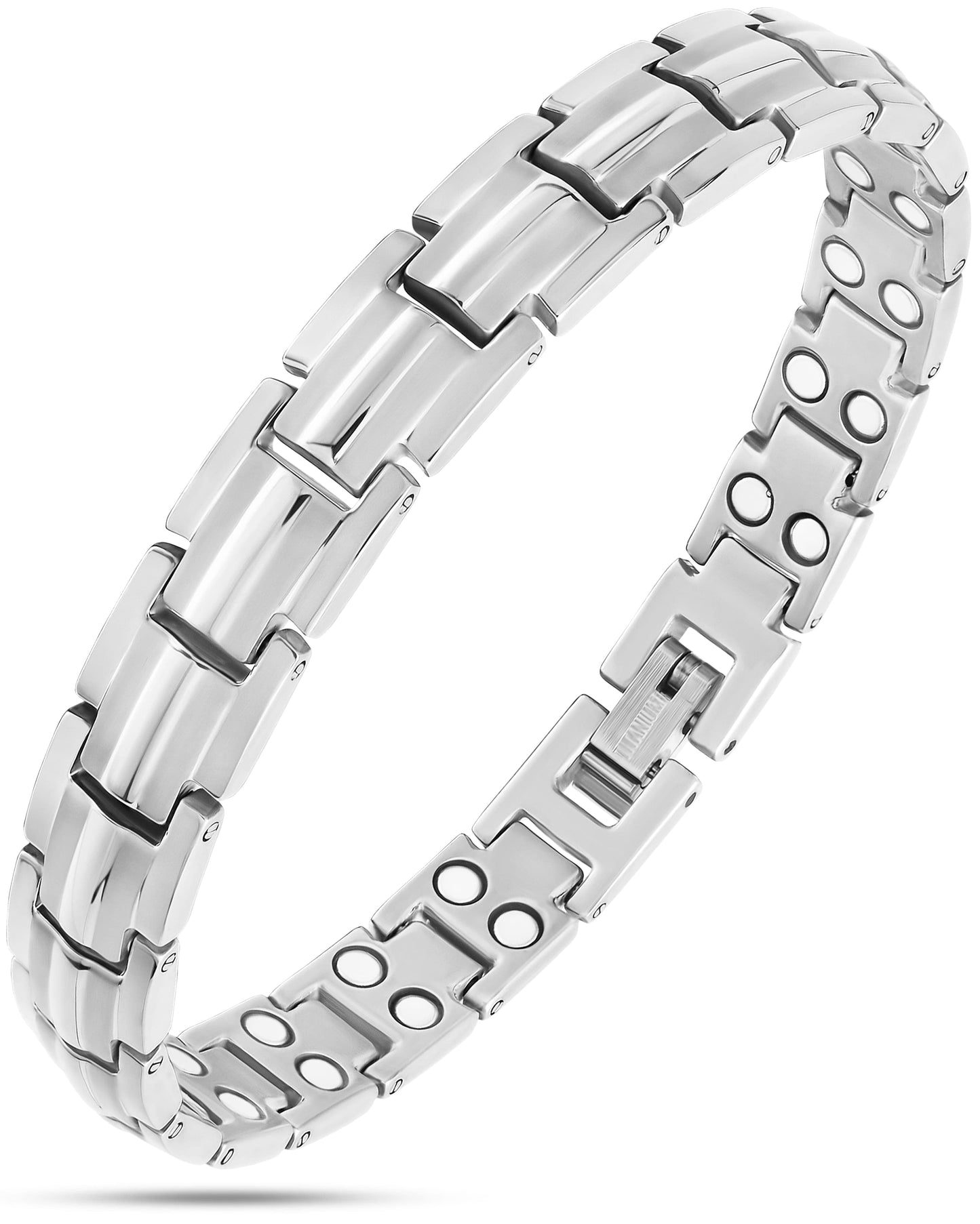 Bracciale magnetico in titanio argento ultra resistente da donna