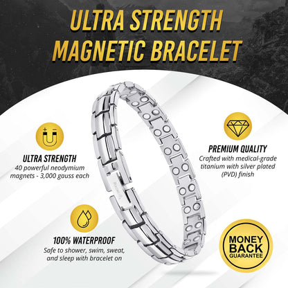 Bracciale magnetico in titanio argento ultra resistente da donna