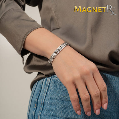 Bracciale magnetico in titanio argento ultra resistente da donna